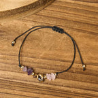 Buddha Stones Amethyst Tiger Eye Rose Quartz Protection Anti-Anxiety Card Rope Bracelet Fortune Jewel