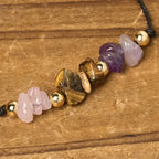 Buddha Stones Amethyst Tiger Eye Rose Quartz Protection Anti-Anxiety Card Rope Bracelet Fortune Jewel