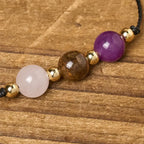 Buddha Stones Amethyst Tiger Eye Rose Quartz Protection Anti-Anxiety Card Rope Bracelet Fortune Jewel