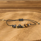 Fortune Jewel Tiger Eye Black Tourmaline Pyrite Protection Card Rope Bracelet Fortune Jewel