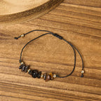 Fortune Jewel Tiger Eye Black Tourmaline Pyrite Protection Card Rope Bracelet Fortune Jewel