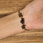 Fortune Jewel Tiger Eye Black Tourmaline Pyrite Protection Card Rope Bracelet Fortune Jewel