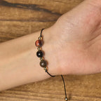 Fortune Jewel Tiger Eye Black Tourmaline Pyrite Protection Card Rope Bracelet Fortune Jewel