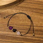 Fortune Jewel Amethyst Black Tourmaline Rose Quartz Empath Card Rope Bracelet Fortune Jewel