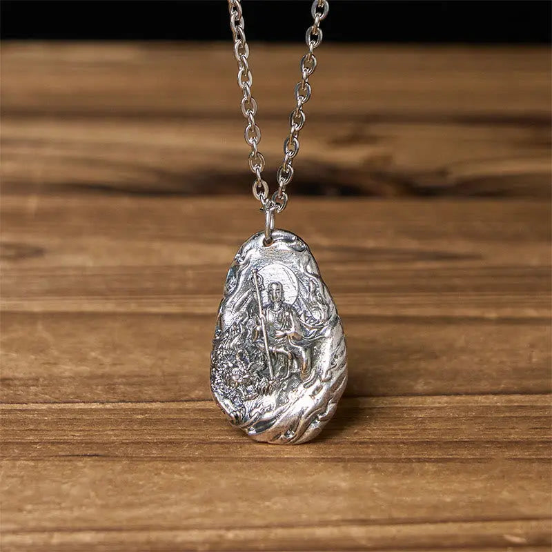 Fortune Jewel Copper Kṣitigarbha Dizang Bodhisattva Compassion Pendant Necklace Fortune Jewel