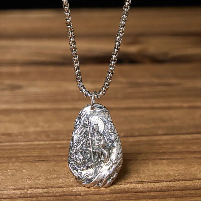 Fortune Jewel Copper Kṣitigarbha Dizang Bodhisattva Compassion Pendant Necklace Fortune Jewel