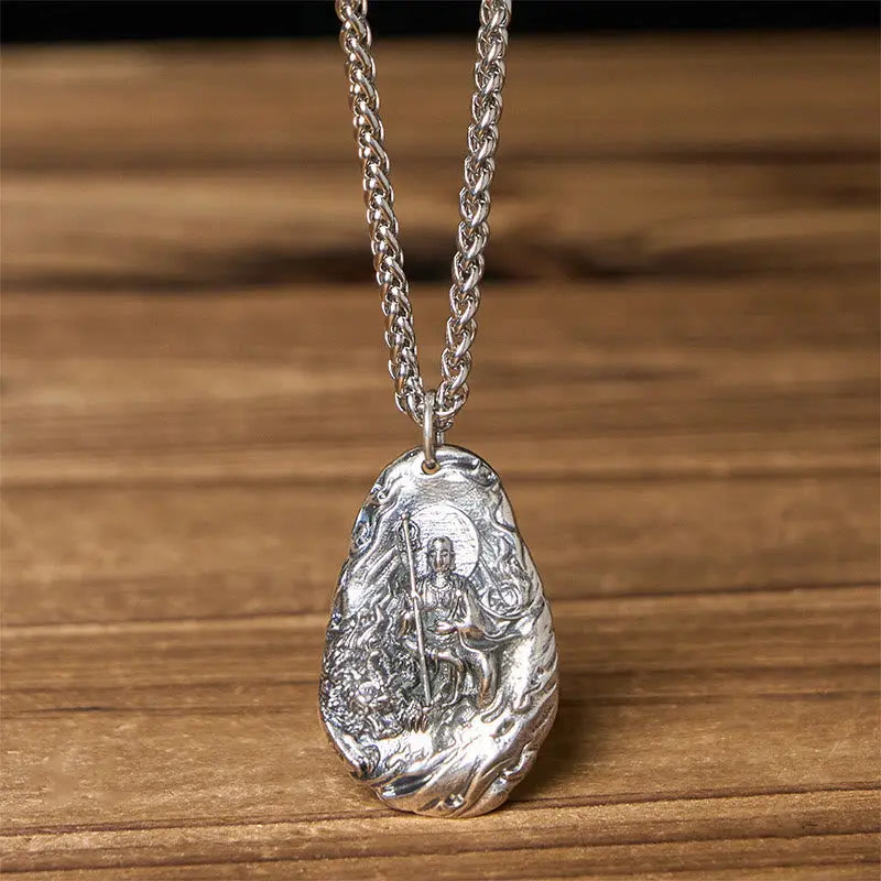 Fortune Jewel Copper Kṣitigarbha Dizang Bodhisattva Compassion Pendant Necklace Fortune Jewel