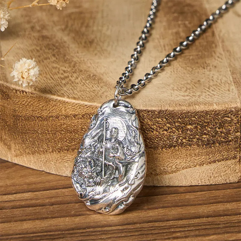 Fortune Jewel Copper Kṣitigarbha Dizang Bodhisattva Compassion Pendant Necklace Fortune Jewel