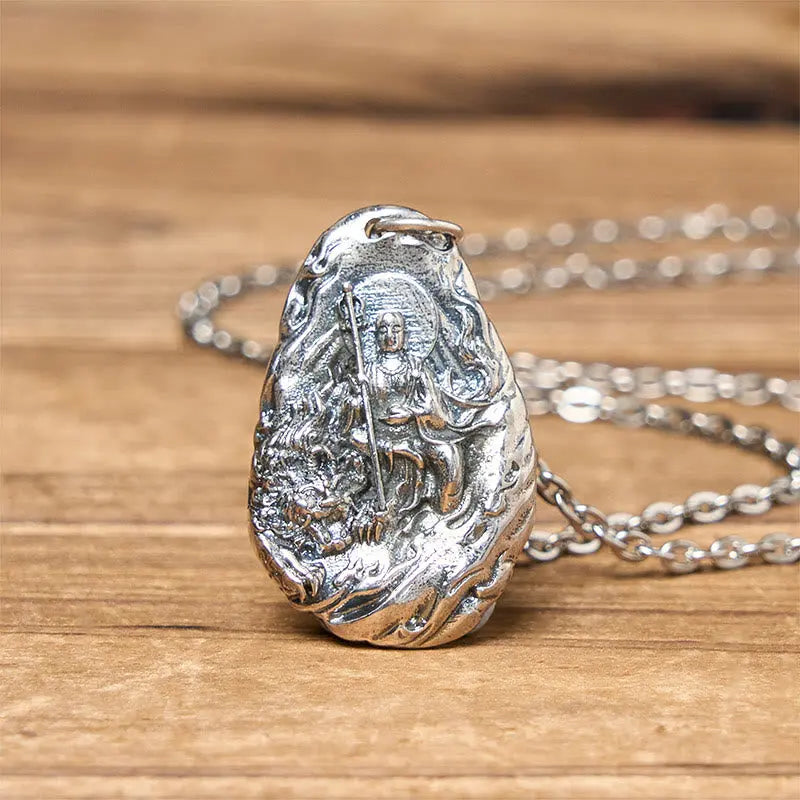 Fortune Jewel Copper Kṣitigarbha Dizang Bodhisattva Compassion Pendant Necklace Fortune Jewel