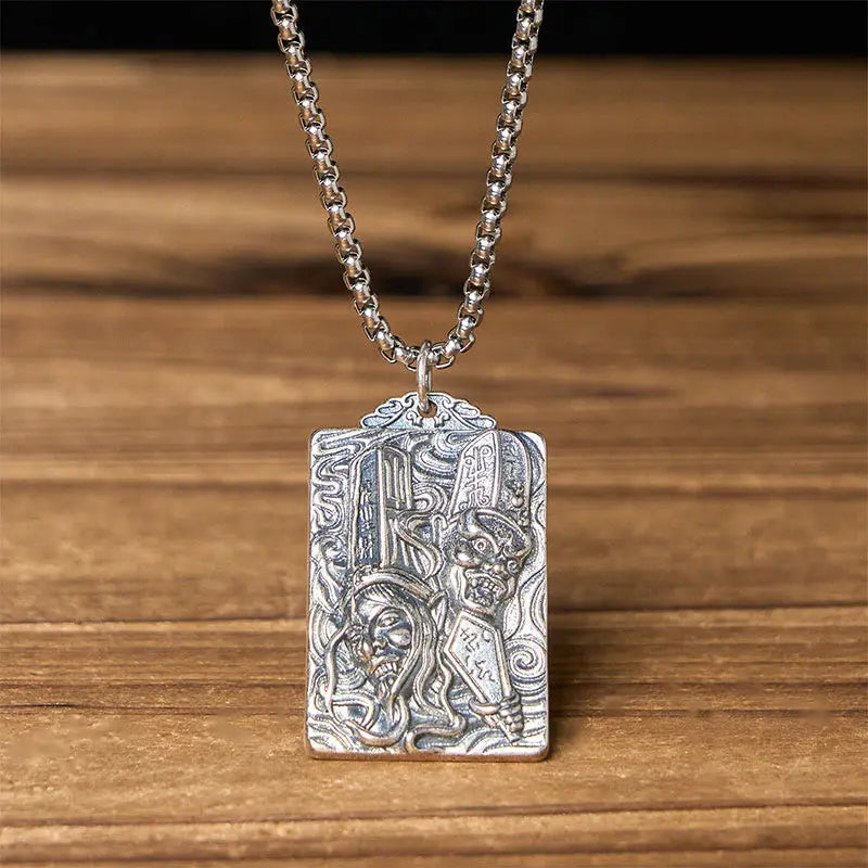 Fortune Jewel Copper Black White Impermanence Pattern Balance Pendant Necklace Fortune Jewel