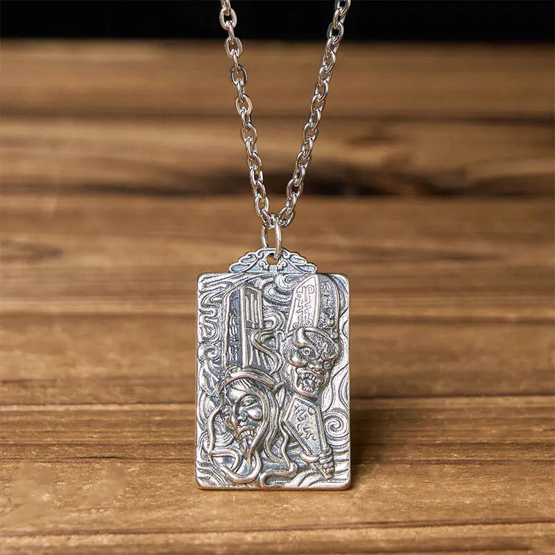 Fortune Jewel Copper Black White Impermanence Pattern Balance Pendant Necklace Fortune Jewel