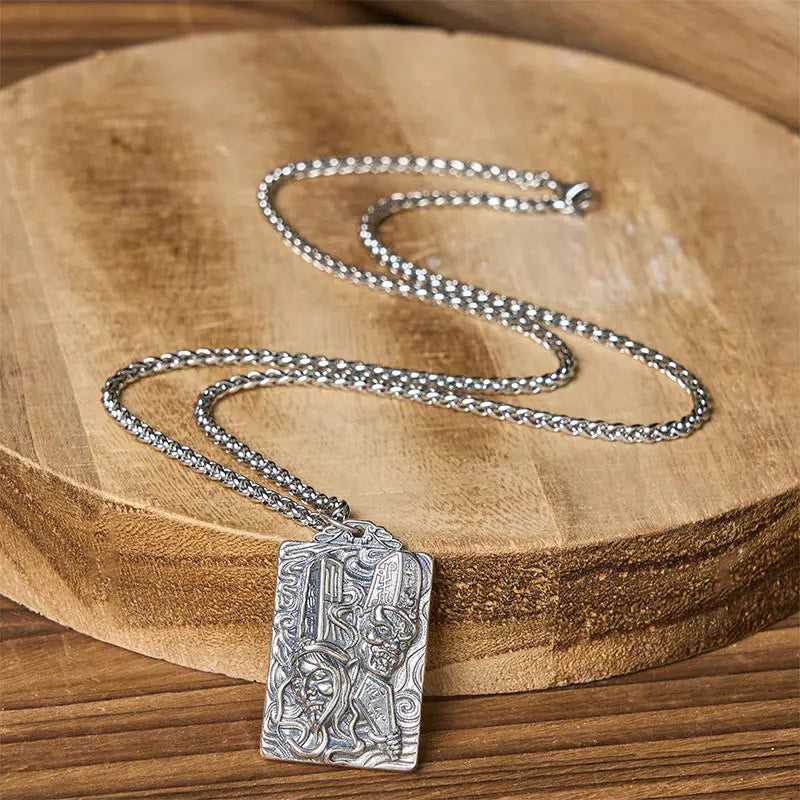 Fortune Jewel Copper Black White Impermanence Pattern Balance Pendant Necklace Fortune Jewel