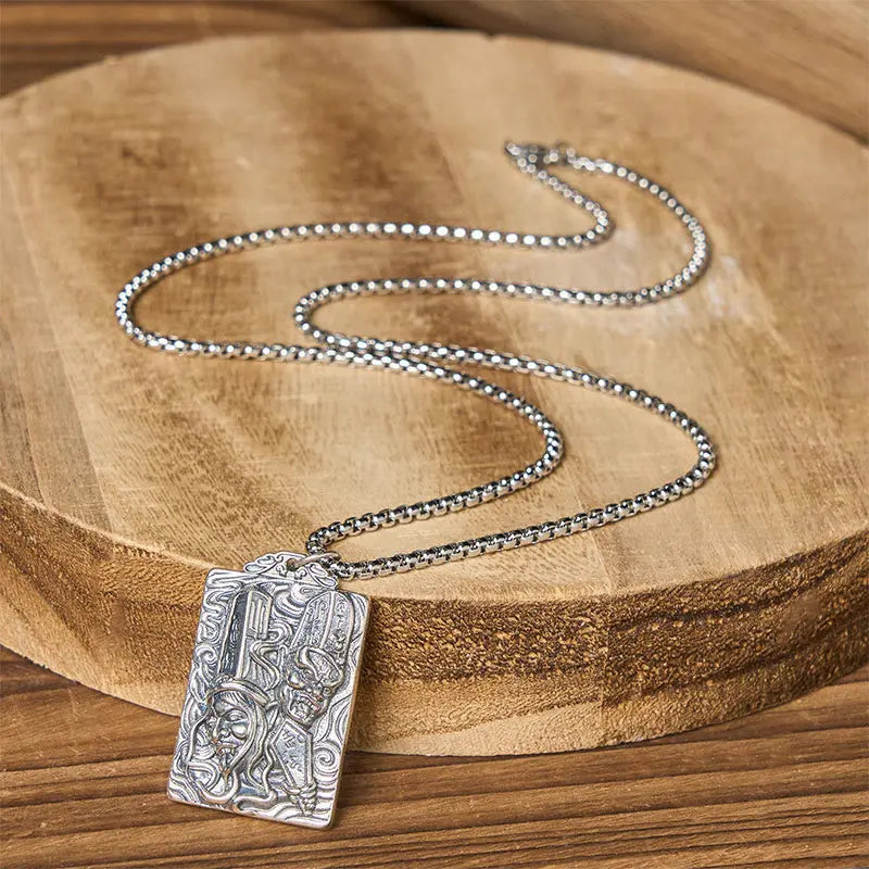 Fortune Jewel Copper Black White Impermanence Pattern Balance Pendant Necklace Fortune Jewel