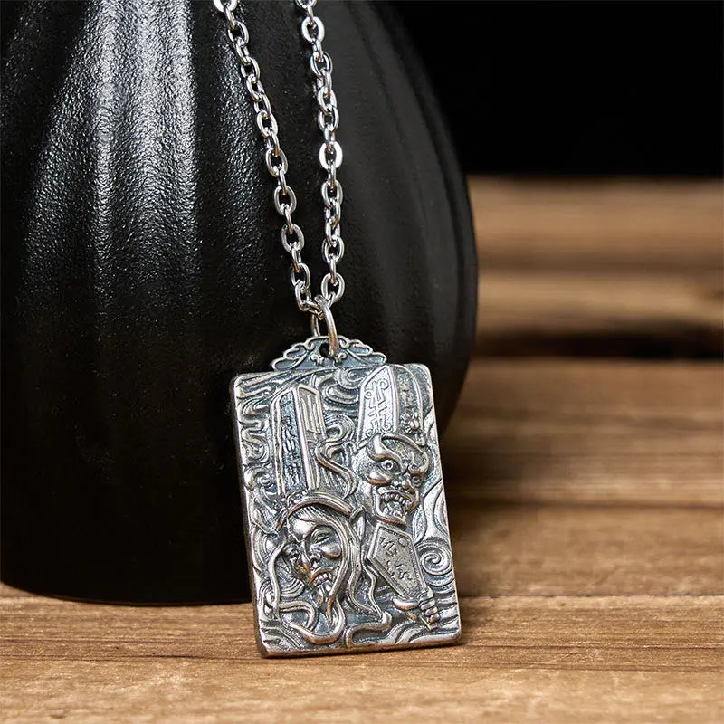 Fortune Jewel Copper Black White Impermanence Pattern Balance Pendant Necklace Fortune Jewel