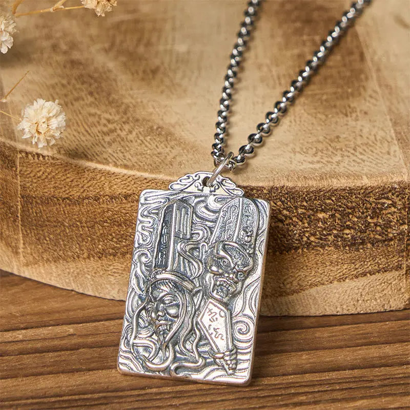 Fortune Jewel Copper Black White Impermanence Pattern Balance Pendant Necklace Fortune Jewel