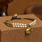 Fortune Jewel Turquoise Elephant Luck Double-layer Plated Copper Strength Bracelet Fortune Jewel