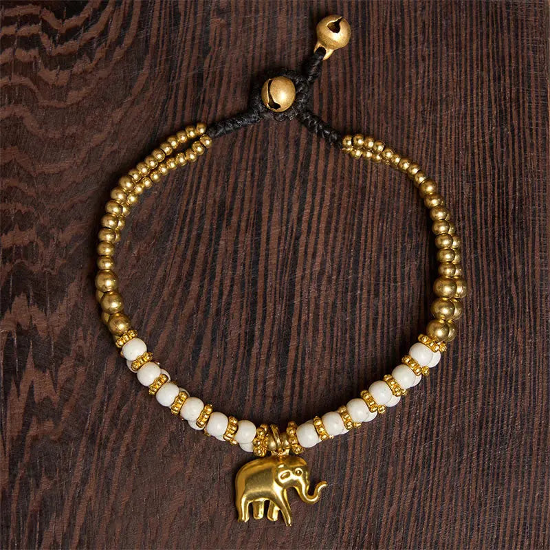 Fortune Jewel Turquoise Elephant Luck Double-layer Plated Copper Strength Bracelet Fortune Jewel