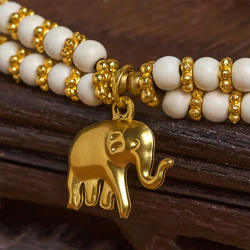 Fortune Jewel Turquoise Elephant Luck Double-layer Plated Copper Strength Bracelet Fortune Jewel