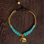 Fortune Jewel Turquoise Elephant Luck Double-layer Plated Copper Strength Bracelet Fortune Jewel