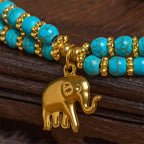 Fortune Jewel Turquoise Elephant Luck Double-layer Plated Copper Strength Bracelet Fortune Jewel