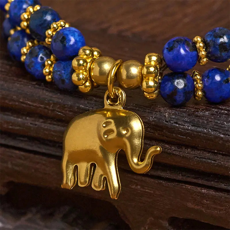 Fortune Jewel Turquoise Elephant Luck Double-layer Plated Copper Strength Bracelet Fortune Jewel