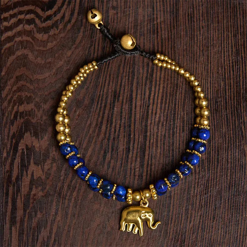 Fortune Jewel Turquoise Elephant Luck Double-layer Plated Copper Strength Bracelet Fortune Jewel