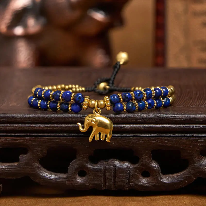 Fortune Jewel Turquoise Elephant Luck Double-layer Plated Copper Strength Bracelet Fortune Jewel