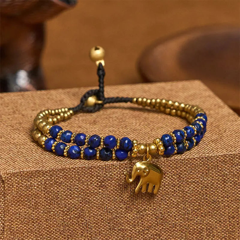 Fortune Jewel Turquoise Elephant Luck Double-layer Plated Copper Strength Bracelet Fortune Jewel
