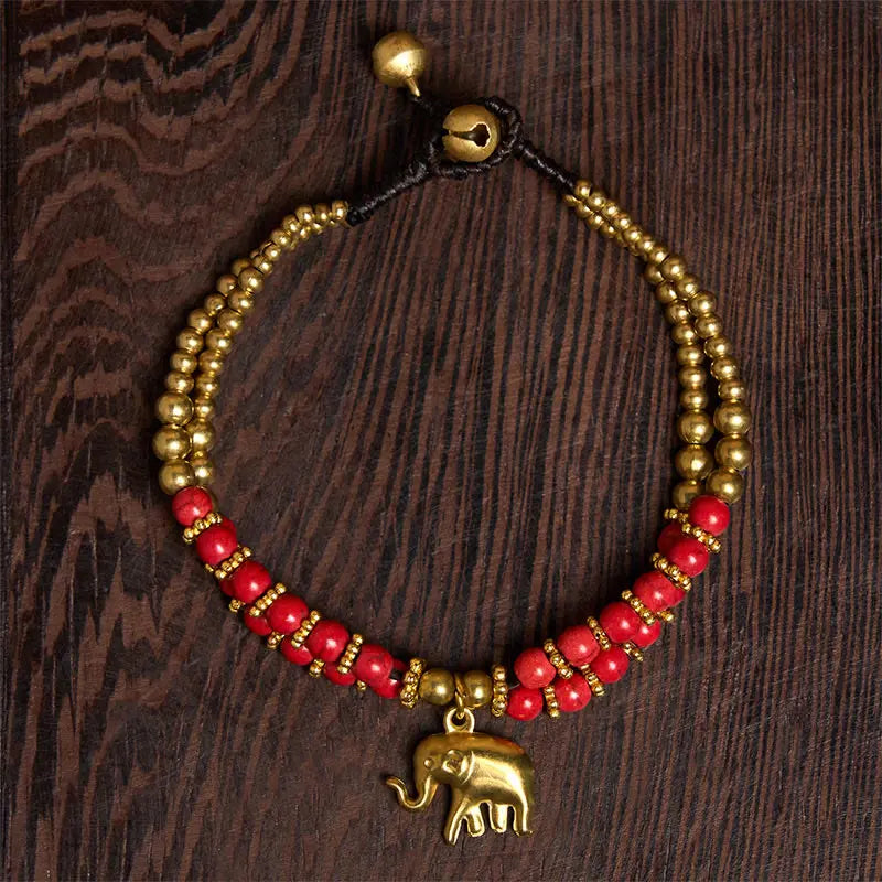 Fortune Jewel Turquoise Elephant Luck Double-layer Plated Copper Strength Bracelet Fortune Jewel