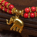 Fortune Jewel Turquoise Elephant Luck Double-layer Plated Copper Strength Bracelet Fortune Jewel