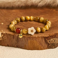 Fortune Jewel Natural Golden Tiger Eye Bell Flower Courage Bracelet Fortune Jewel