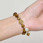 Fortune Jewel Natural Golden Tiger Eye Bell Flower Courage Bracelet Fortune Jewel