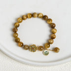 Fortune Jewel Natural Golden Tiger Eye Bell Flower Courage Bracelet Fortune Jewel
