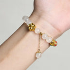 Fortune Jewel Tibetan White Agate Crystal Stone Flowers Positivity Bracelet Fortune Jewel