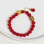 Fortune Jewel Tibetan White Agate Crystal Stone Flowers Positivity Bracelet Fortune Jewel