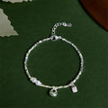 Fortune Jewel Copper Plated Silver Fu Character Purse Pearl Blessing Bracelet Fortune Jewel