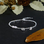 Fortune Jewel Copper Plated Silver Fu Character Purse Pearl Blessing Bracelet Fortune Jewel