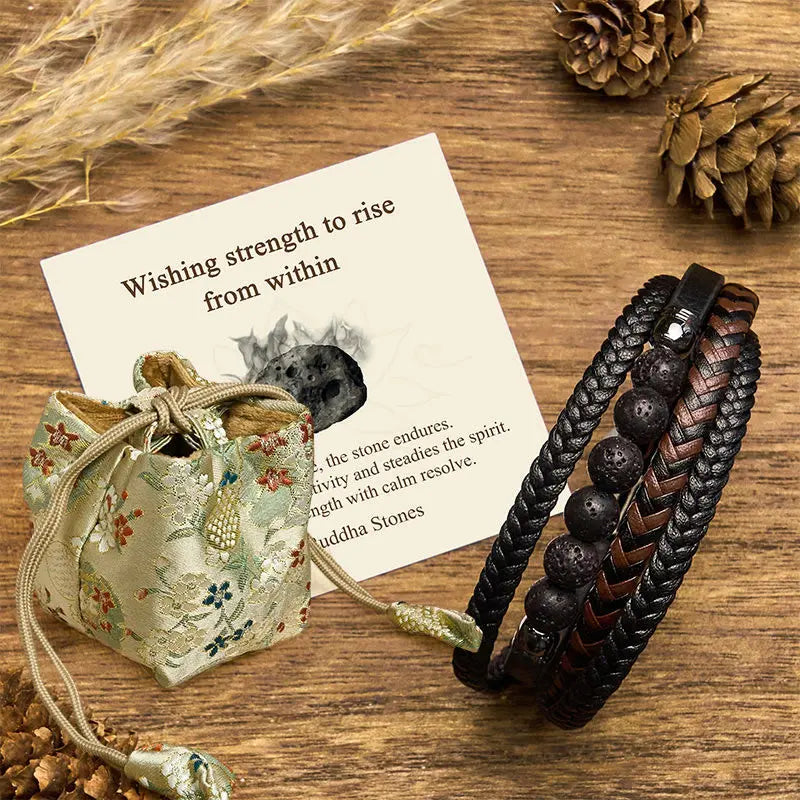 Fortune Jewel "Wishing Strength to Rise from Within" Lava Rock Bracelet Includes Gift Message Card Fortune Jewel