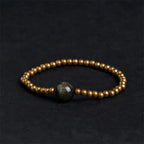 Fortune Jewel Plated Copper Brass Gold Sheen Obsidian Protection Wealth Bracelet Fortune Jewel