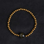 Fortune Jewel Plated Copper Brass Gold Sheen Obsidian Protection Wealth Bracelet Fortune Jewel