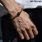 Fortune Jewel Plated Copper Brass Gold Sheen Obsidian Protection Wealth Bracelet Fortune Jewel