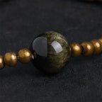 Fortune Jewel Plated Copper Brass Gold Sheen Obsidian Protection Wealth Bracelet Fortune Jewel