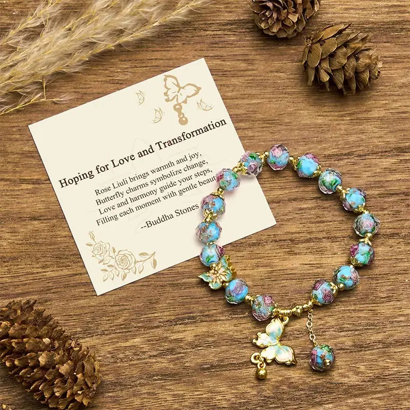 Buddha Stones "Hoping for Love and Transformation" Butterfly Bracelet Includes Gift Message Card Fortune Jewel