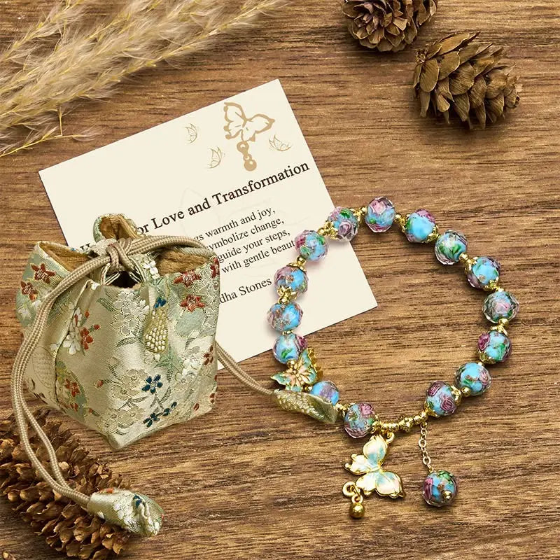 Buddha Stones "Hoping for Love and Transformation" Butterfly Bracelet Includes Gift Message Card Fortune Jewel