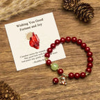 Buddha Stones "Wishing You Good Fortune and Joy" Cat Cinnabar Bracelet Includes Gift Message Card Fortune Jewel