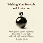 Buddha Stones "Wishing You Strength and Protection" Cat Onyx Bracelet Includes Gift Message Card Fortune Jewel