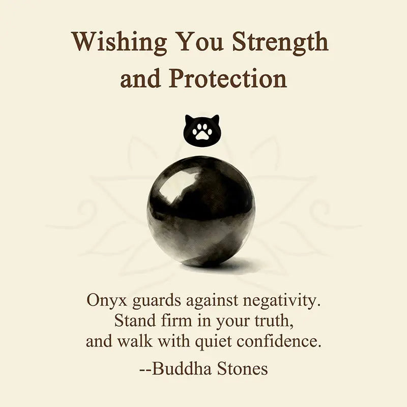 Buddha Stones "Wishing You Strength and Protection" Cat Onyx Bracelet Includes Gift Message Card Fortune Jewel