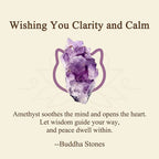 Buddha Stones "Wishing You Clarity and Calm" Cute Cat Amethyst Bracelet Includes Gift Message Card Fortune Jewel