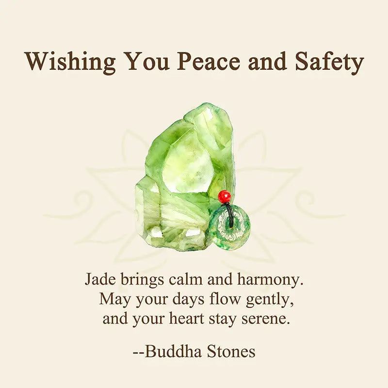 Fortune Jewel "Wishing You Peace and Safety" Peace Buckle Jade Necklace Includes Gift Message Card Fortune Jewel