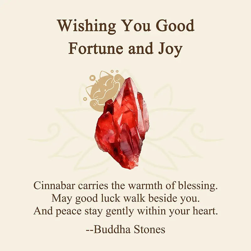Buddha Stones "Wishing You Good Fortune and Joy" Cat Cinnabar Bracelet Includes Gift Message Card Fortune Jewel